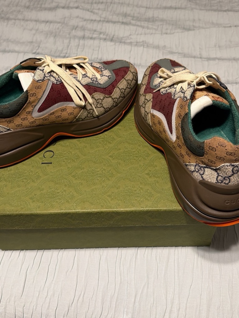 Gucci Multicolor GG Canvas Sneakers - Burgundy, Beige, Gray, Orange - Picture 4 of 4